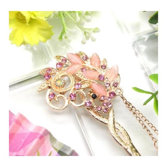 Miaomyao Hairpin, Antique Metal Peacock Hair Accessory, Pink Gold, for Kimono, Yukata, Formal Wear, and Casual Styles