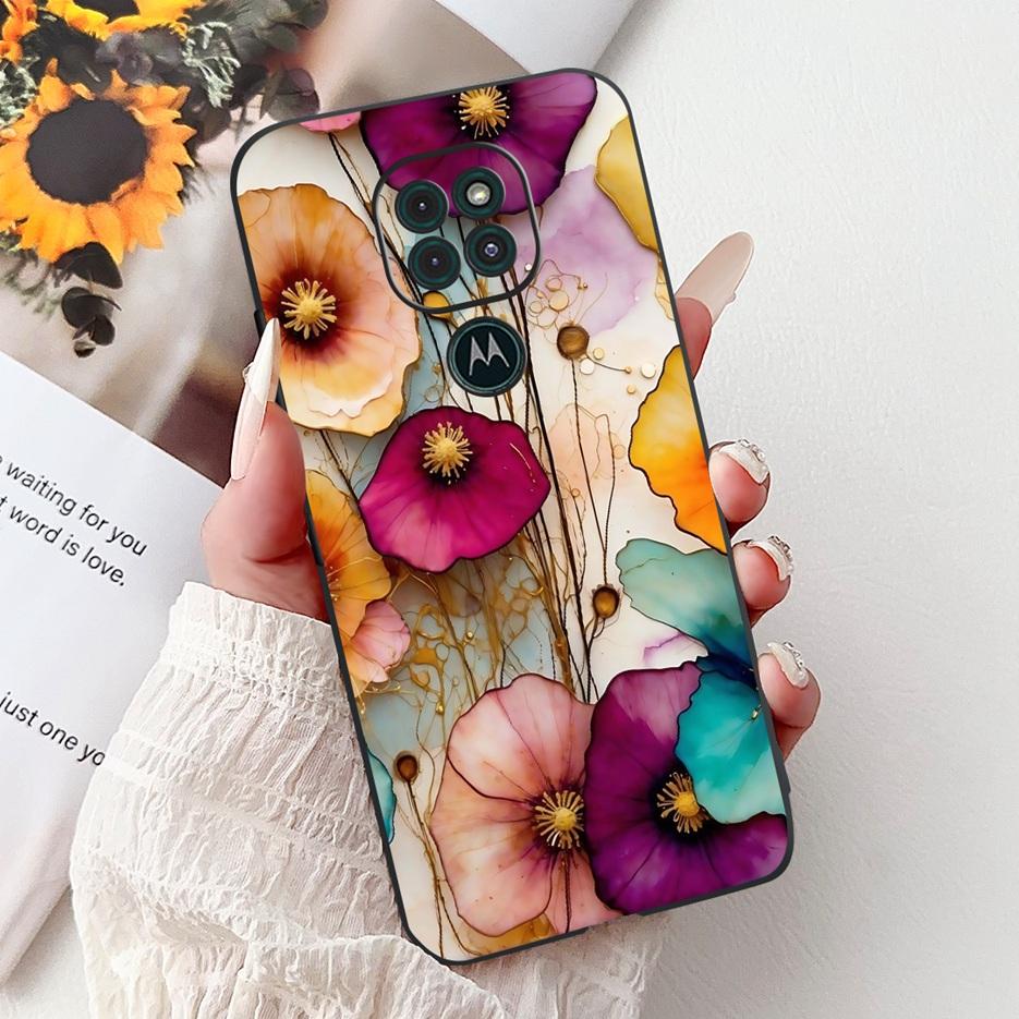 For Motorola Moto G9 Play Case Colorful Flowers Painted Cover Soft TPU Phone Cases For Motorola Moto G9 Plus MotoG9 Power Fundas