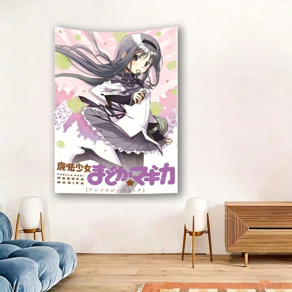 1pc Homura Akemi Anime Wall Tapestry Frameless Pink Purple Starry Sky Vibrant Wall Art for Gifting Room Decor