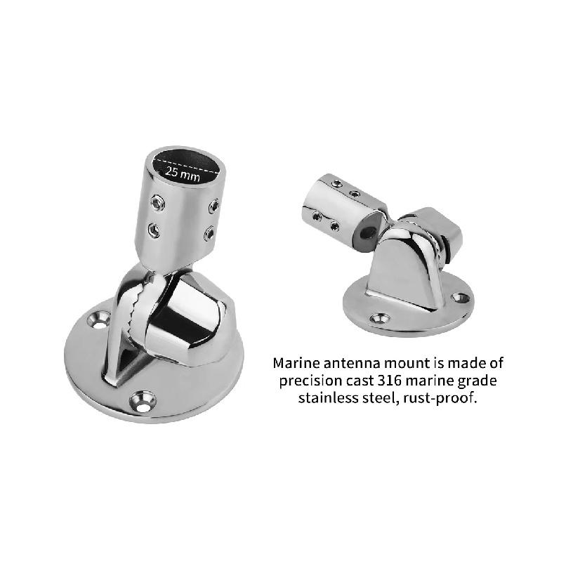 316 Stainless Steel 25mm Boat Round Antenna Base VHF Antenna Marine Mount Marine Accessories Boat Hardware 25MM