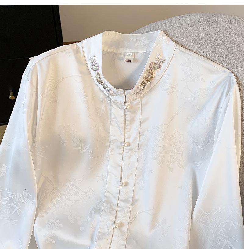 Elegant Chinese Stand Collar Embroidered Jacquard Satin Vest for Women