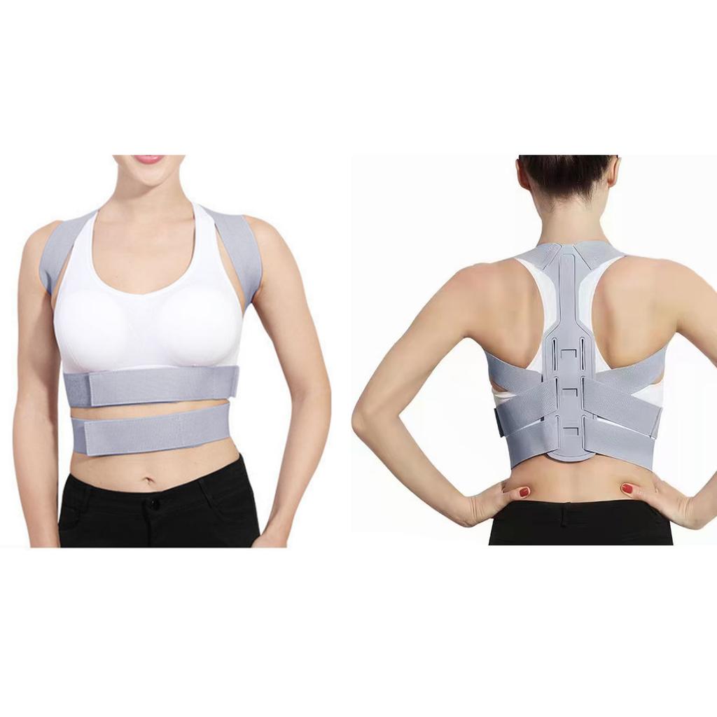 Posture Corrector Adjustable Concealed Breathable Soft Gray Back Straightener Brace for Women Men S