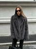 Autumn and winter women's imitation fox fur coat loose silhouette suit collar imitation fur jacket cardigan