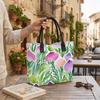  Watercolor Floral Printed Canvas Tote Bag Large Capacity Daily Casual Shoulder Bag for Women