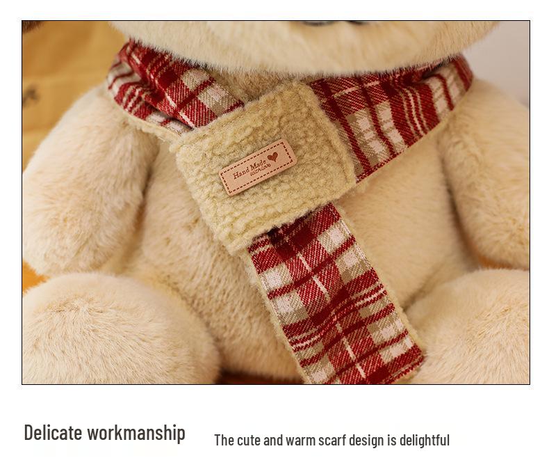 Cute Plush Puppy Doll with Scarf - Stuffed Toy Pillow