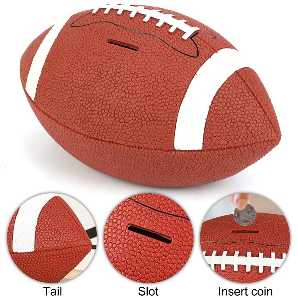 Football Piggy Bank Football Coin Bank Shatterproof Plastic Money Box Unbreakable Rugby Saving Bank for Sports Fans