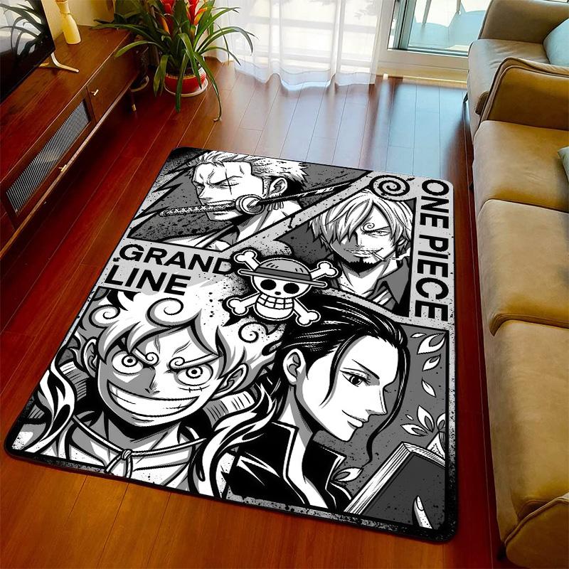 One Piece Interior Carpet Rug Anime Floor Mat Soft Feel Non Slip Backing for Living Room Bedroom -QJY