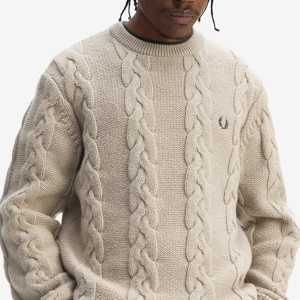 FRED PERRY [Sharp] Chunky Cable Knit - Warm Oat Afpm2538562-Z19