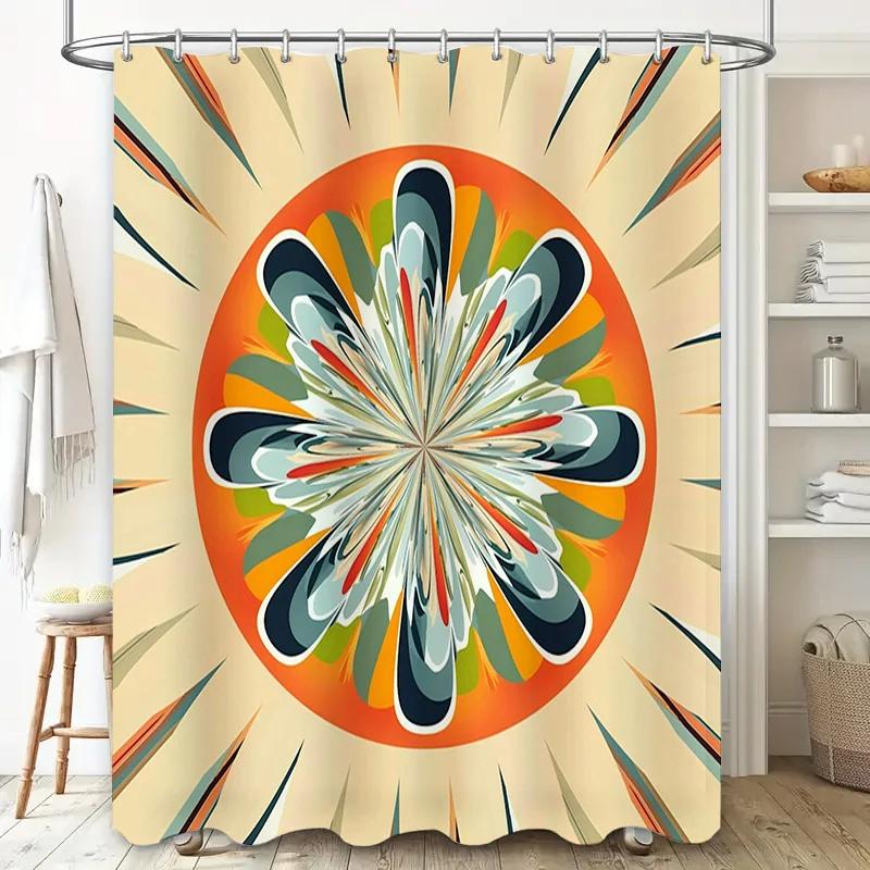 Decorative shower curtain with vibrant floral design modern bathroom decor for home use