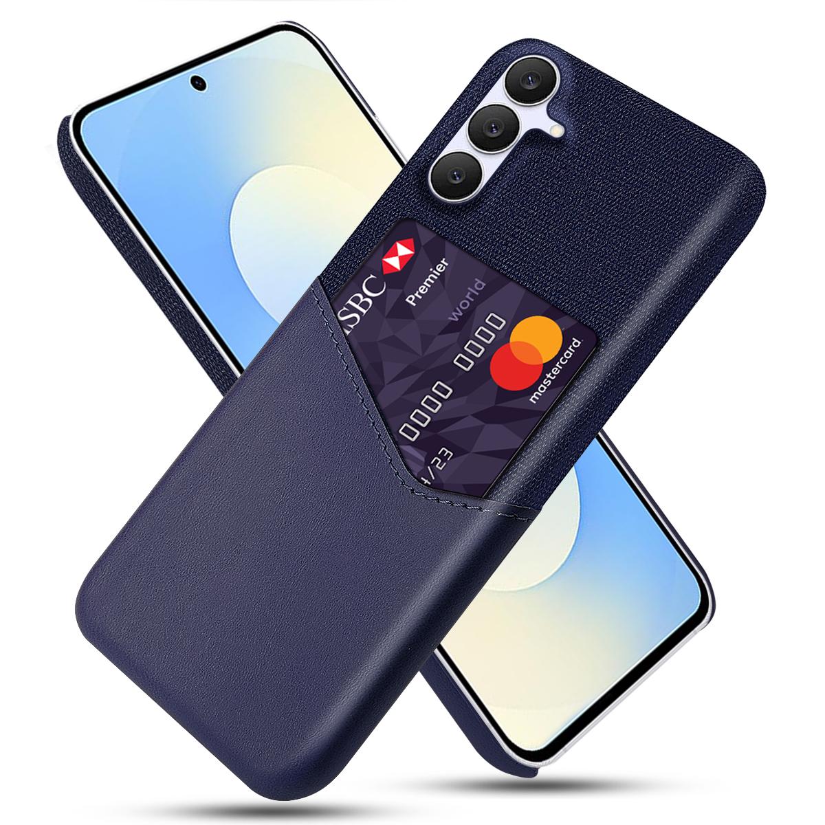 

For Samsung Galaxy S25 FE Case PU Leather Cloth Texture Hard PC Phone Cover with Card Holder