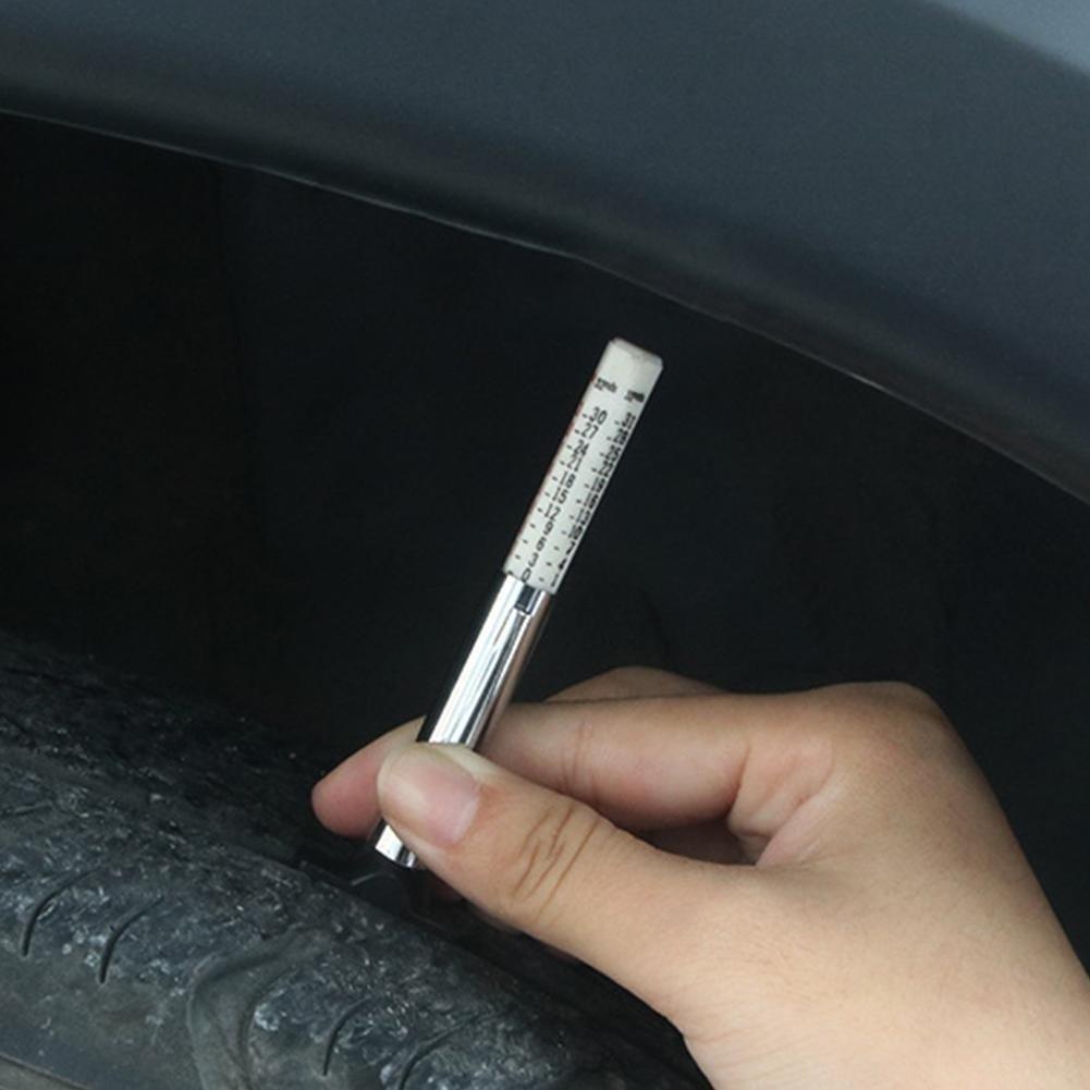 New Safety Metric Standard Measures Tire Tread Depth Gauge Tyre Tester Pen Shape Gage25mm