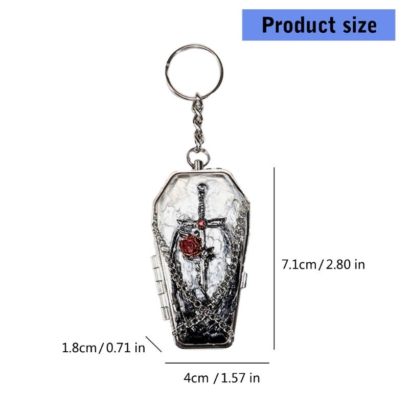 Portable Metal Coffin Shaped Ashtray Keychain Feature Storage Box Stainless Steel Compact Design For Outdoor Travel