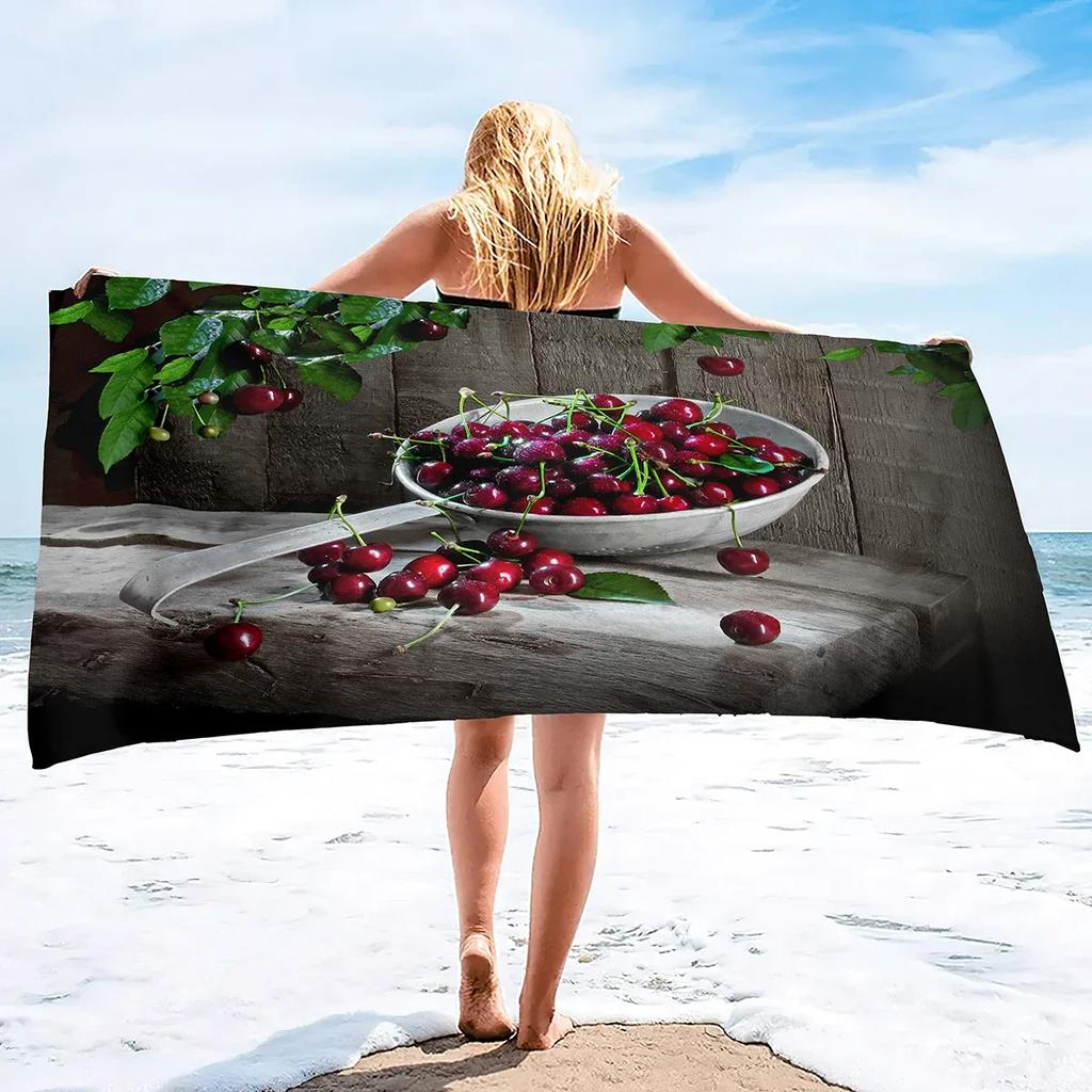 Red Cherry Beach Towels,Oversized Absorbent Lightweight Soft Blanket Towel,Quick Dry Sand Free Pool Towels for Beach Vacation