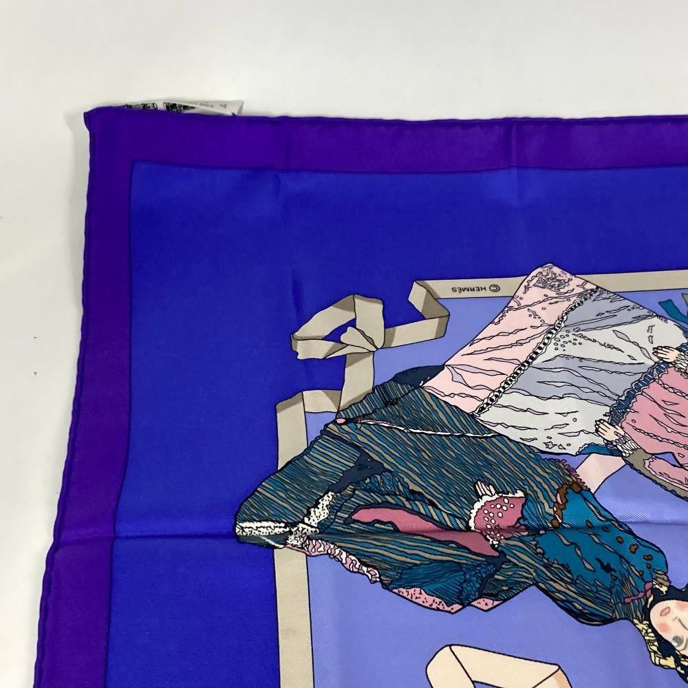 HERMES Carre90 Doll HELLO DOLLY Hello Dolly  Scarf silk purple