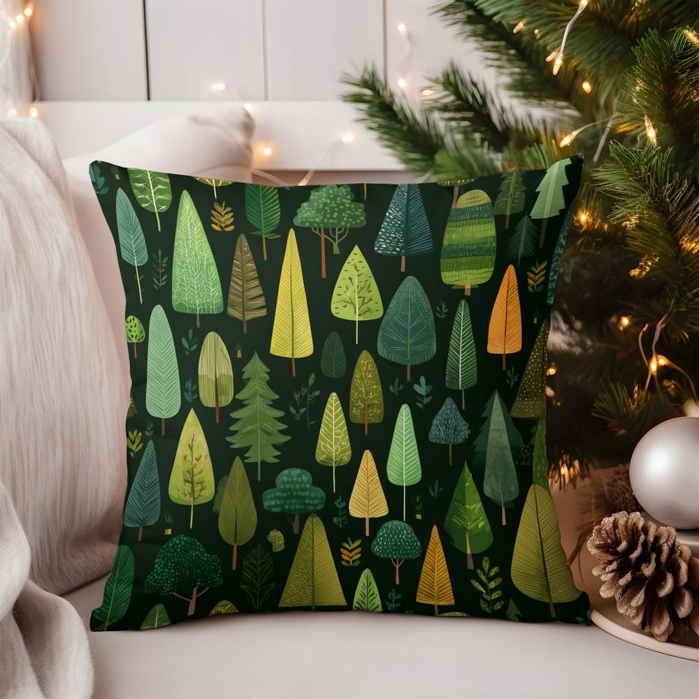 

Home Decor Christmas Holly Pattern Pillow for Decor Pattern Cushion Cover Suitable for Sofa Bedroom Car Pillow Cover 16x16Inch
