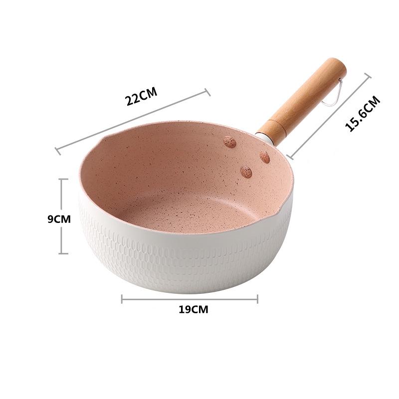 Cratiță antiaderentă de bucătărie cu mâner de lemn Tigaie cu omletă Oale de gătit Supă de lapte Ustensile de bucătărie Aragaz cu inducție universal