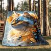 1pc Cat Outdoor Blanket - Soft Flannel Cozy for Travel & Camping - All-Season Warm Bed Cover, Machine Washable Yy251229083