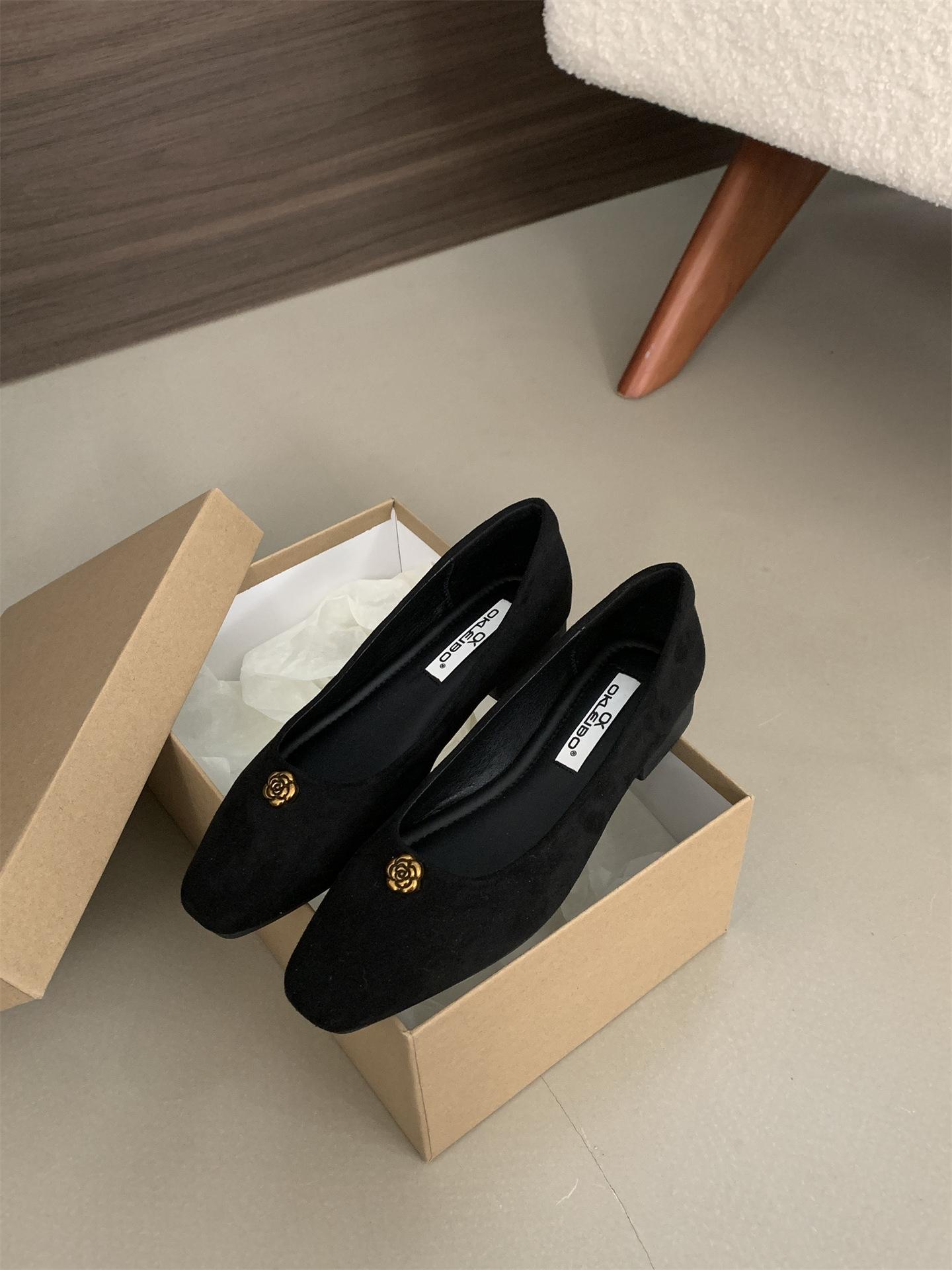 

OKLEIBO Lebao, retro Xiaoxiangfeng single shoes, one-pedal ladyshoes, commuting shoes, women s shoes 35 чёрный