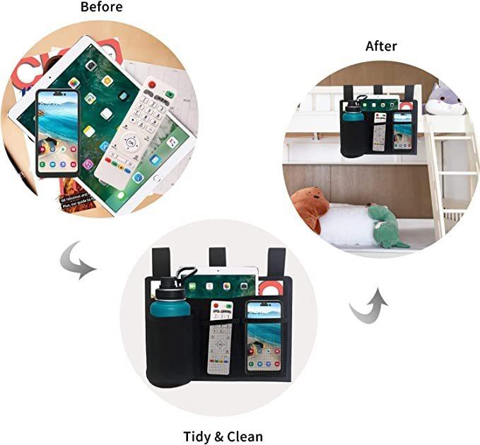 Organizer Multi Pockets Hanging Bag Bed Bedside Organizer Durable Washable Compartment Storage Bag Easy Installation Breathable