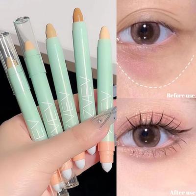 Double Head Concealer Cover Tears Spots Acne Marks Freckles Face Concealer Long-lasting Waterproof Oil Control Naturally Brightening Student