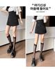 2024 Wiosna Damskie Czarne Szorty Spódnica z Wysokim Stanem I Nieregularnymi Szerokimi Nogawkami w kształcie litery A