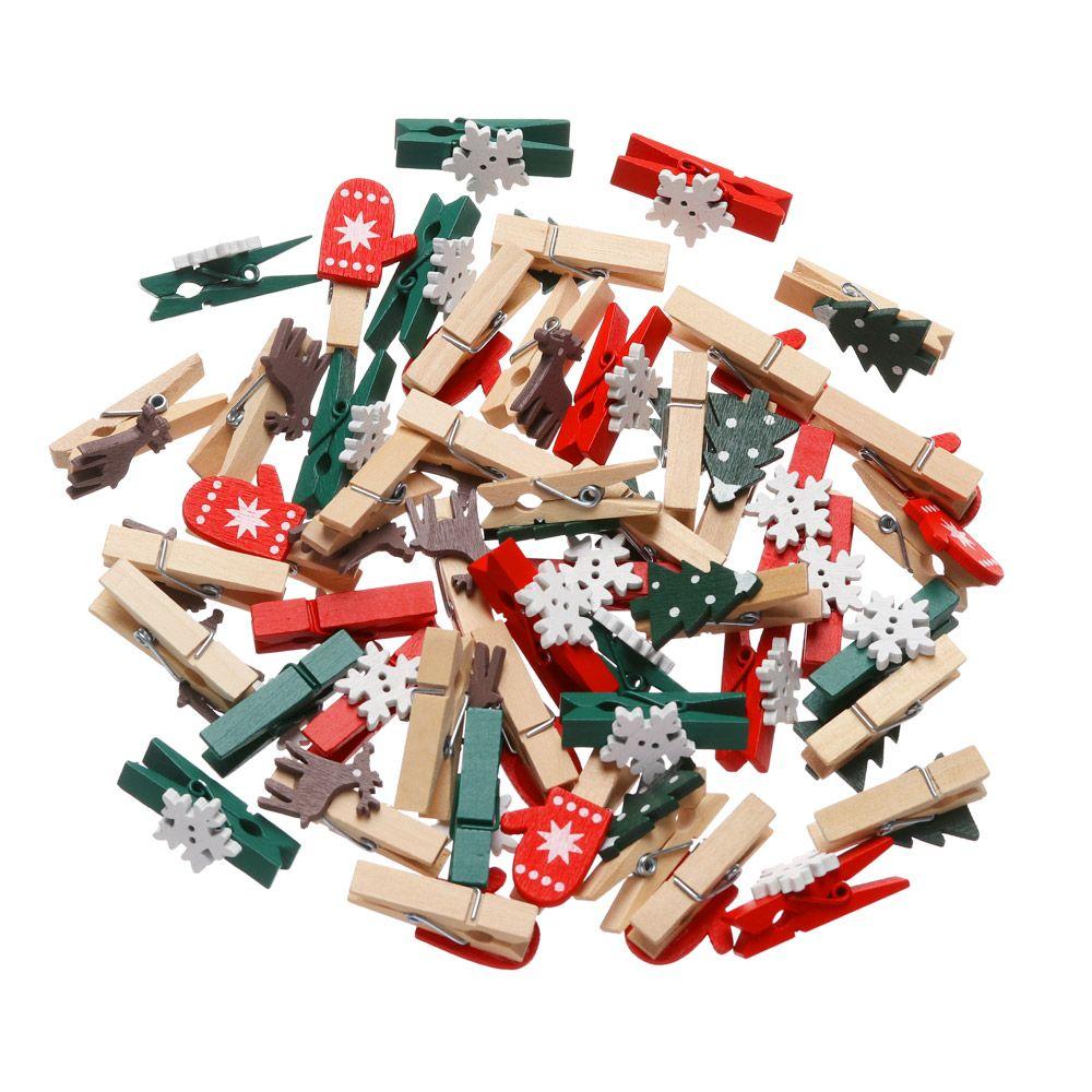 DIY Gifts Xmas Ornament Elk Snow Flakes Photo Pegs Paper Clamp Card Holder Christmas Woody Clips