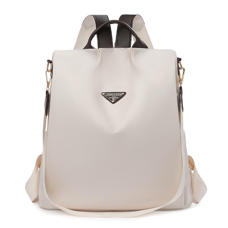 Nylon Tyverisikker Ryggsekk Dame Ensfarget Utendørs Reiseveske Multifunksjonell Skulderveske