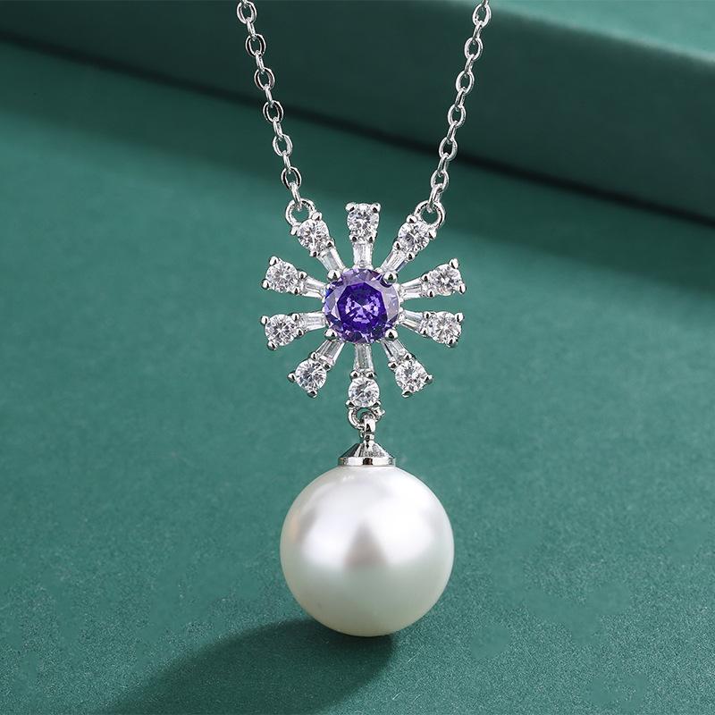 New Emerald Pearl Pendant, Purple Gemstone Earrings, Australian Fritillary Pearl Necklace Inlaid with Gemstones, Pearl Stud Earrings.