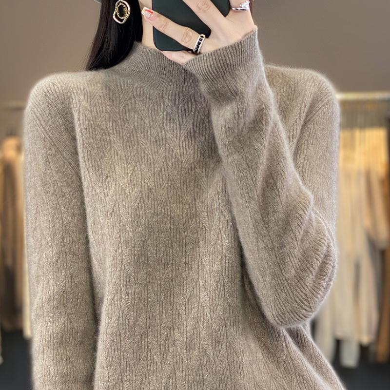 

Кардиган с высоким воротником для женщин Осенью и Зимой Новая Теплая и Универсальная Вязаная Базовая Рубашка Мягкий и Эластичный Приятный к Коже Топ с Длинным Рукавом XXL