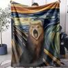 The Scream Painting Throw Soft Flannel AC Blanket Lightweight Summer Nap Throw Cozy  Blanket for Sofa Bed Travel Home