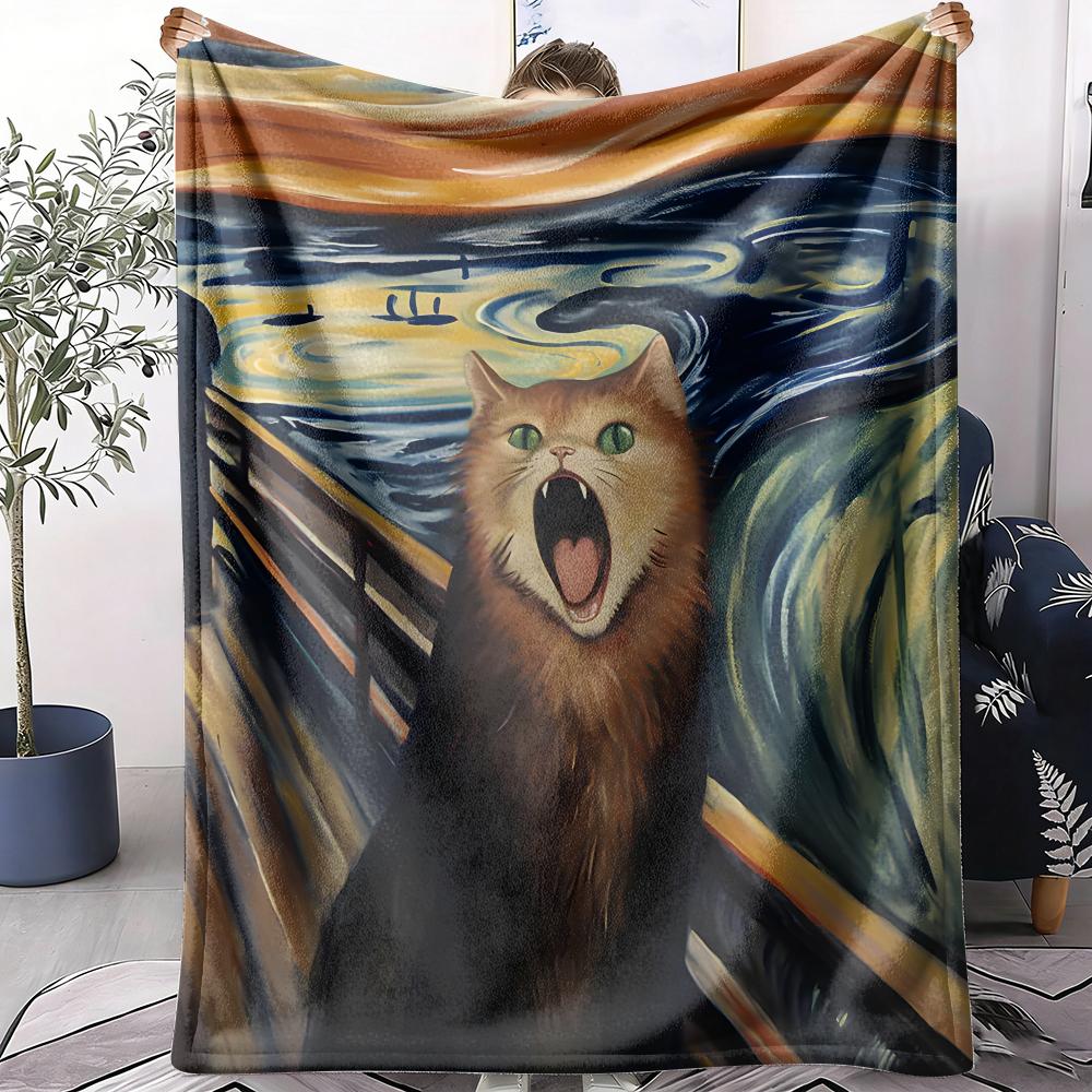 The Scream Painting Throw Soft Flannel AC Blanket Lightweight Summer Nap Throw Cozy Blanket for Sofa Bed Travel Home