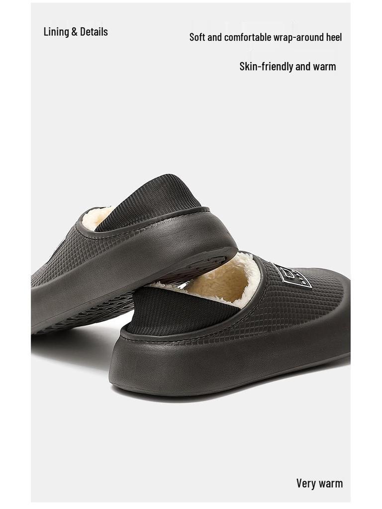 Winter Waterproof Indoor/Outdoor Thick-Soled Slippers with Velvet Lining for Men & Women