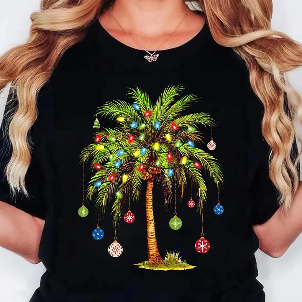 Christmas Tree Print Tshirts Women Unisexga Graphic Y2K Tee Harajuku Top FeUnisex Japanese Unisexga Designer Clothing