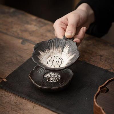 Vintage Ceramic Filter Set All-Ceramic Integrated Tea Strainer Tea Seperator Strainer Tea Kung Fu Tea Ceremony Tea Filter