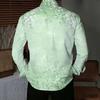 Men Collared Shirt Light Purple Wisteria Floral Print Long Sleeve Button Down Top