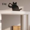 Door Frame Ornament Nosy Black Cat Topper Decor, Halloween Corner Acrylic Resin Animal Statue Top Figurine for Bathroom Bedroom Home Gift Lovers Hand