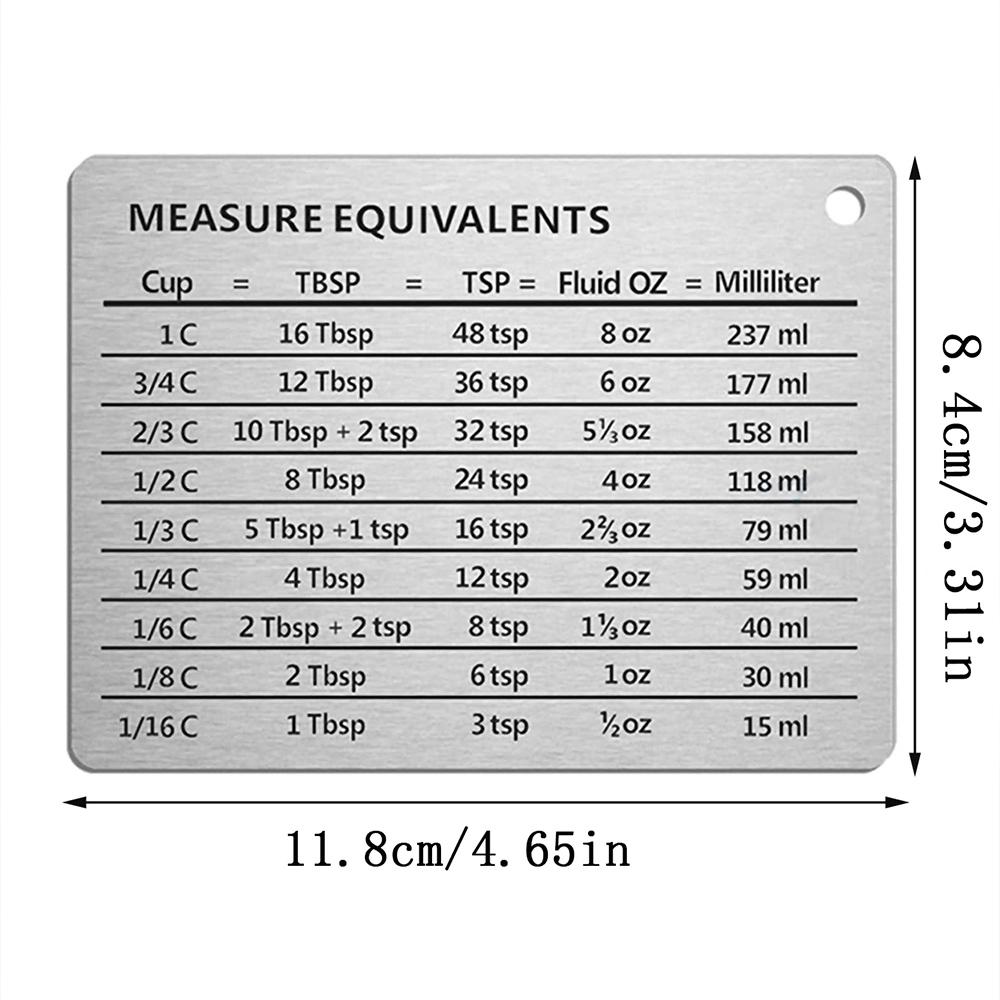 

Measurement Conversion Refrigerator Magnet Stainless Steel Scale Plate Refrigerator Magnet for Cups Fluid Oz Milliliters Kitchen