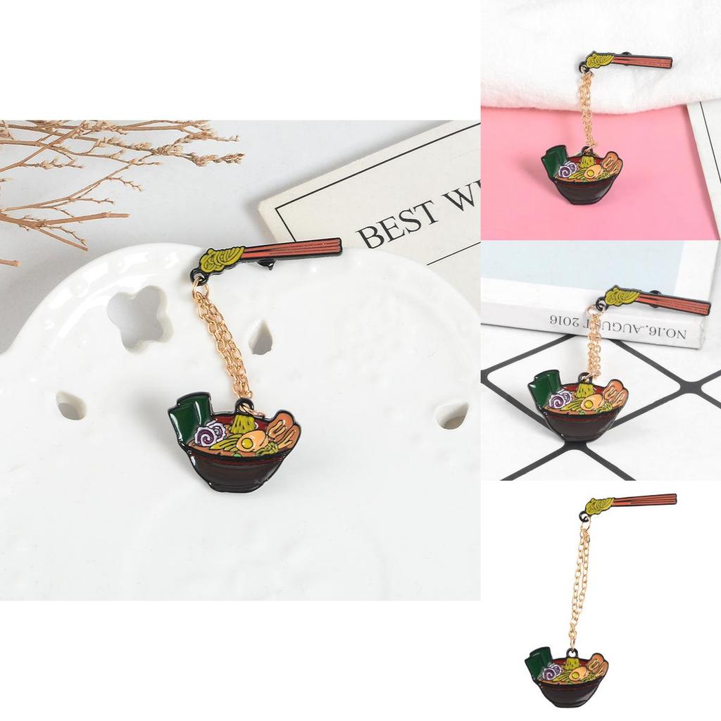 Ramen Tonkotsu Distinctive Alloy Pin Brooch With Geometric Elements For Enthusiasts Fashion