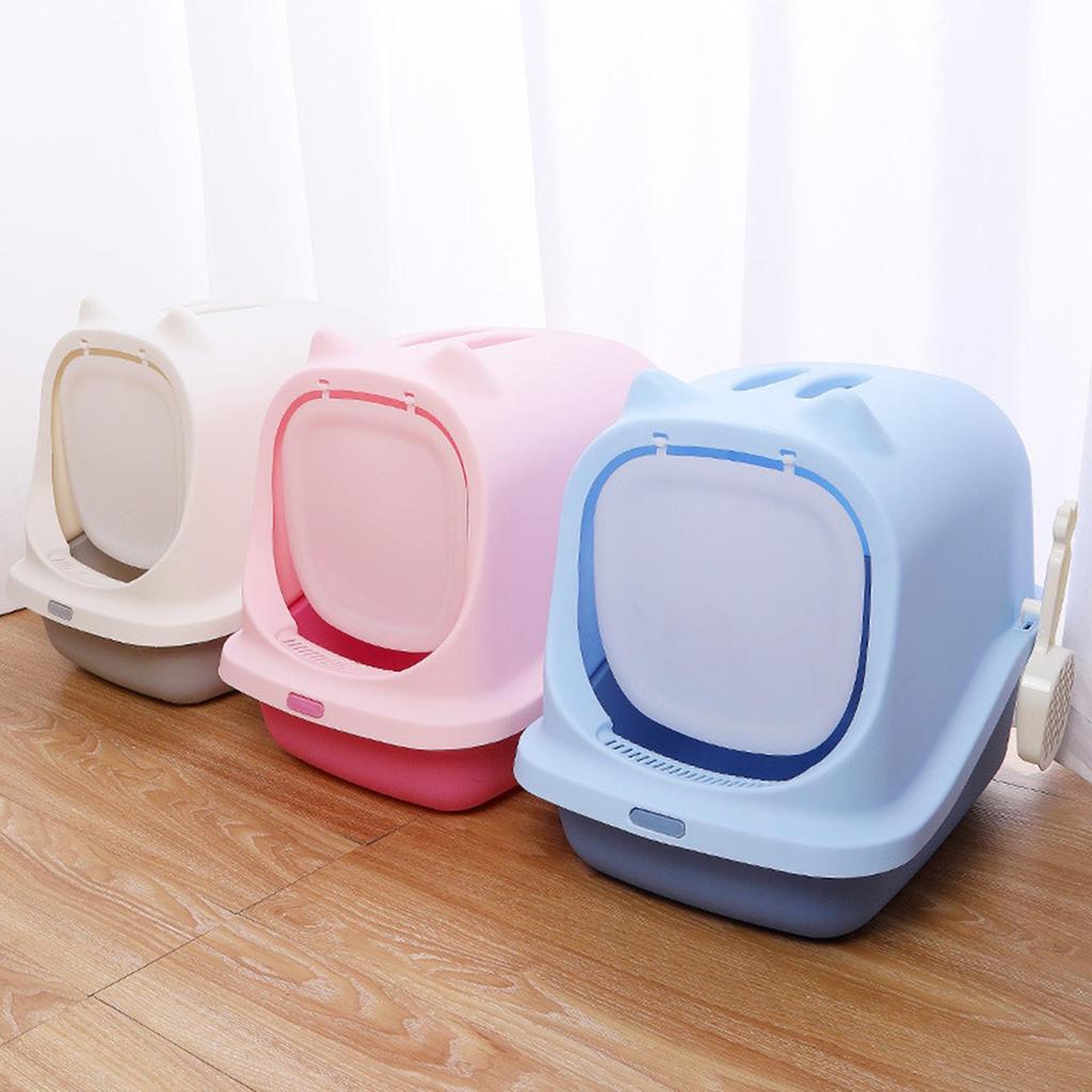 Closed Cat easy to House Toilet with Shovel Box Hidden Cleaning Supplies - Blue