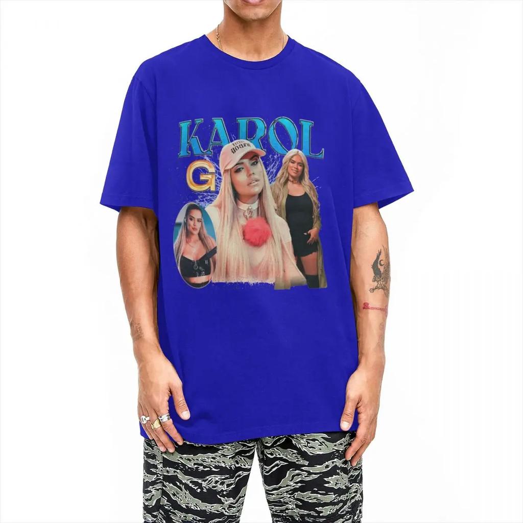 Men's T-Shirts Karol G Bootleg Intage Vintage Cotton Tee Shirt Short Sleeve Bichota Tour T Shirts Round Collar Clothing Gift
