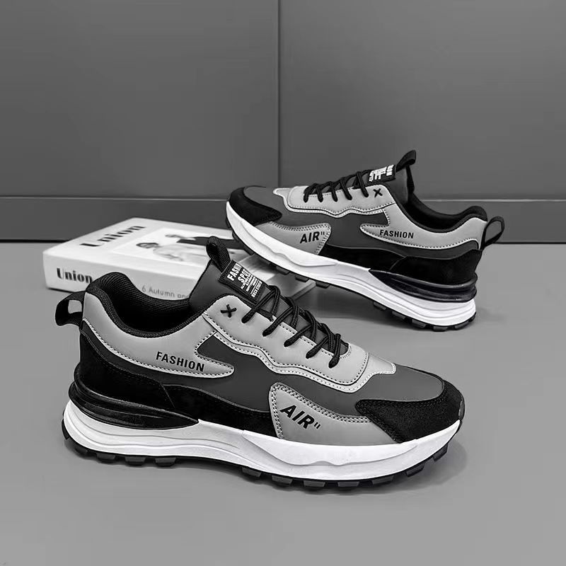 Men's Shoes New Spring and Autumn Casual Sports Shoes Leather Surface Non-slip Waterproof Work Running Trendy Shoes