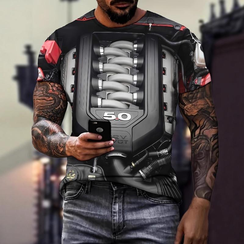 

2025 Hot Selling Men s Summer 3D Round Neck Short Sleeved T-shirt with Digital Printing Art XS