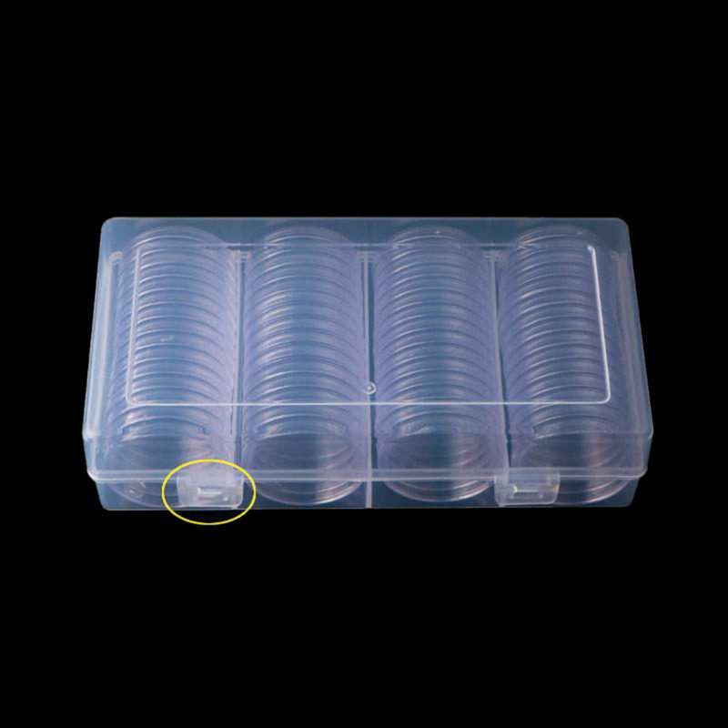 60pcs 41mm Coins Capsule Transparent Round Coin Container With Storage Box Collectable Coin Holder Display Capsule Holder Case