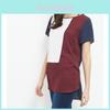 Women's Summer O-neck Loose Short Sleeve Shirt With Leisure Patchwork Design