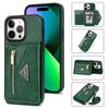 N.BEKUS For iPhone 16 Pro Max Leather Zipper Case Card Holder Phone Cover with Shoulder Strap