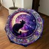 1PC stained glass window moon cat Umbrella-8-Rib Reinforced, Automatic Open, Lightweight & Durable, Cute Fashion Accessory for Outdoor-W9235