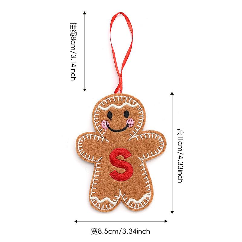 Gingerbread Man Ornaments for Christmas Tree Hanging Decor with Alphabet Letters Festive Holiday Home Decorations Gift