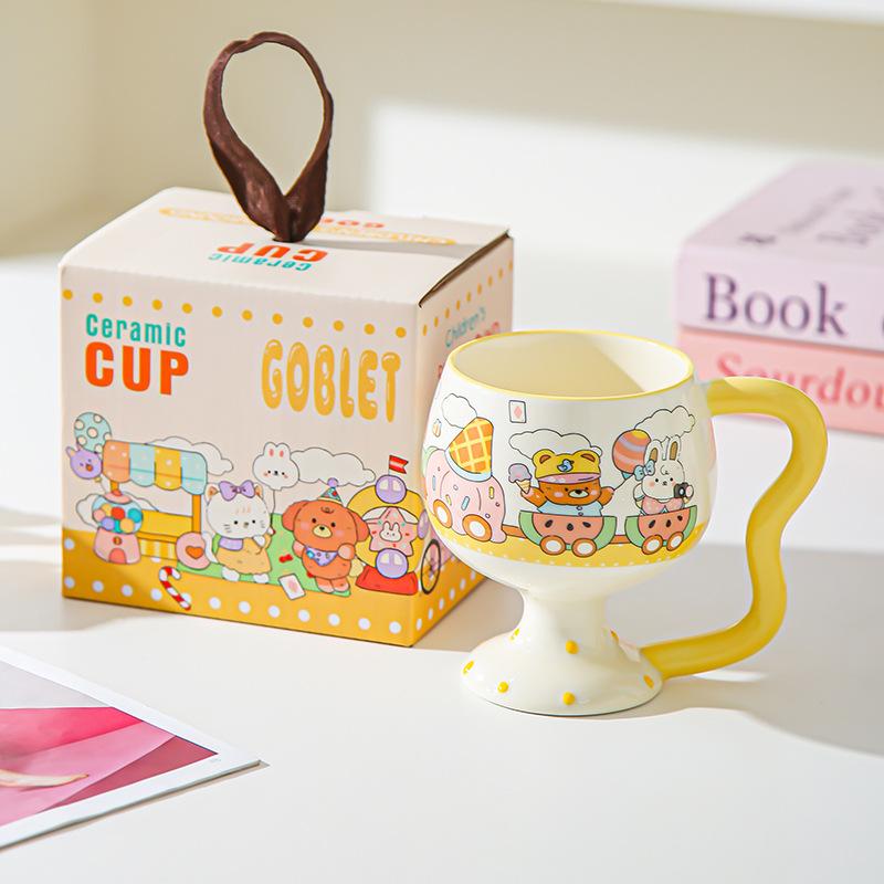 Mug Cute Cartoon Tall Ceramic Cup Couple Water Cup Women's Home Office Coffee Milk Cup Children