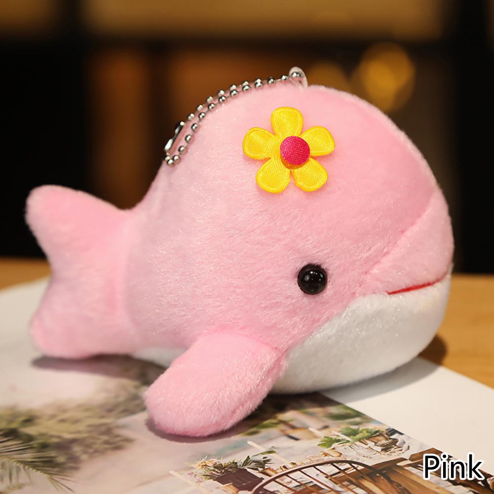 Dolphin Plush Toy with Flower Cute Ocean Fish Toys Key Chain Pendant Gifts for Children Kids Toy Wedding Gifts