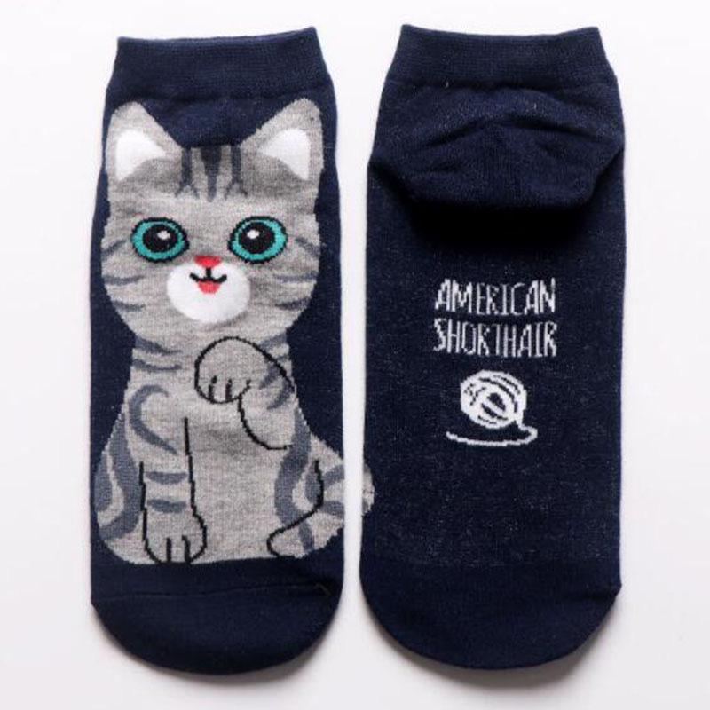 Cute 3D Cat Women's Cotton Socks - Cartoon Short Ankle Style